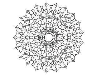 black and white mandala design for designing, wedding card, background, tattoo, yoga, meditation, coloring, traditional