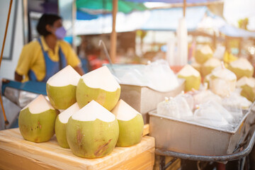 coconuts for sale market seaside island.