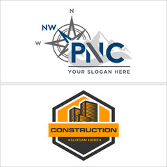 Obraz na płótnie Canvas Construction building mountain adventure logo design