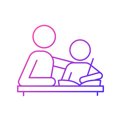 Helping with homework gradient linear vector icon. Praising, encouraging child to study. Parental involvement. Thin line color symbol. Modern style pictogram. Vector isolated outline drawing