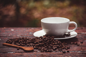 cup of coffee with beans