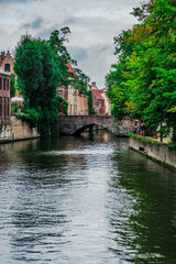 Fototapeta na wymiar The beautiful city of Bruges in Belgium, with historic buildings and charming canals