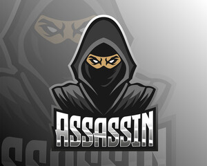 pink cloaked Assassin vector design illustration, suitable for modern illustration concept for team printing, badge, emblem, t-shirt etc.