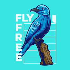 blue bird geometry vector illustration