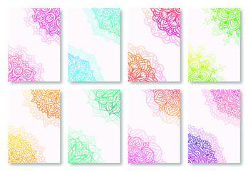 Set of continental retro mandala background with gradient