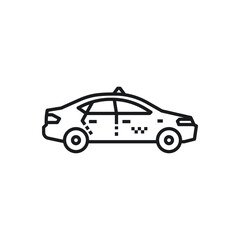 Taxi vector outline style black filled icon isolated on transparent background