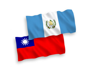 Naklejka premium Flags of Republic of Guatemala and Taiwan on a white background