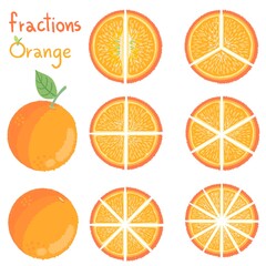 orange and lemon shaped fractions Hand Drawn colorful