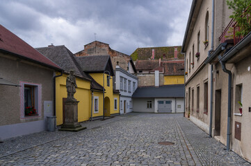 Fototapeta na wymiar Historical streets, buildings and houses in Opocno, Czechia