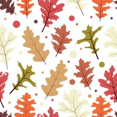 Autumn leaves seamless pattern with dots