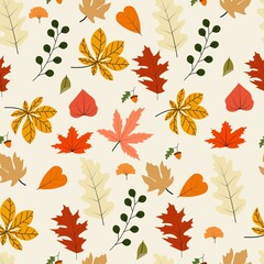 Lucky autumn leaves seamless pattern
