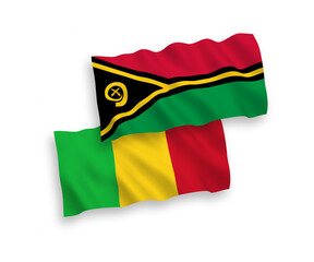 Flags of Republic of Vanuatu and Mali on a white background