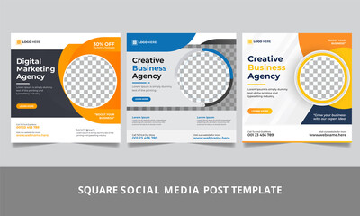 Digital business marketing agency social media post set instagram web banner square flyer template