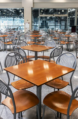 empty tables without visitors in a cafe