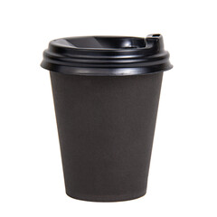Black coffee paper cup for design isolated on the white background
