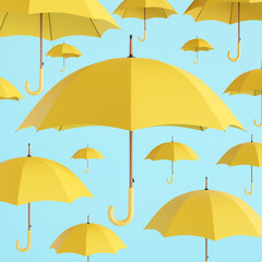 Obraz na płótnie Canvas Set of yellow umbrellas