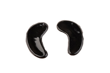 Black Gel eye patches, collagen masks for skin under eyes, isolated on white background