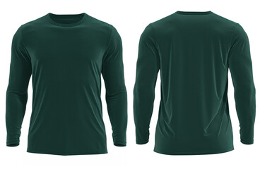  3D Rendered Men's Long-sleeve Round neck Muscle T-shirt (DARK GREEN)