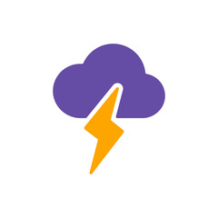 Cloud with lightning glyph icon. Weather sign