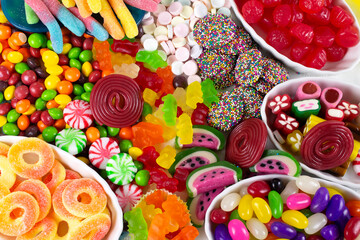 Assortment of colorful candies.