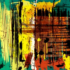 Poster abstract background composition, with lines, paint strokes and splashes © Kirsten Hinte