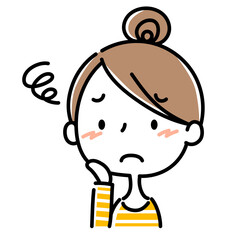 困るお団子頭の女性