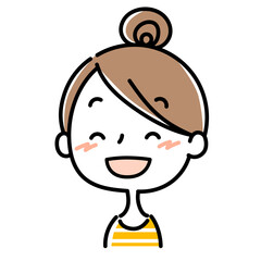 笑顔のお団子頭の女性