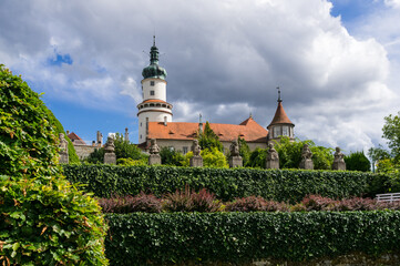 Baroque renaissance chateau Nove Mesto nad Metuji and castle gardens, Czechia