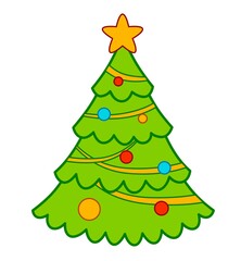 Christmas cartoons clip art. Christmas tree vector illustration