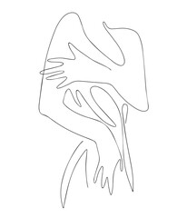 Vector hand drawn minimalistic illustration of girl's body. Creative one line artwork . Template for card, poster, banner, print for t-shirt, pin, badge, patch.