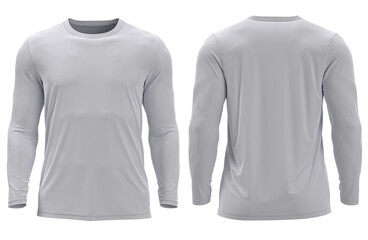 3D Rendered Men's Long-sleeve Round neck Muscle T-shirt ( White)