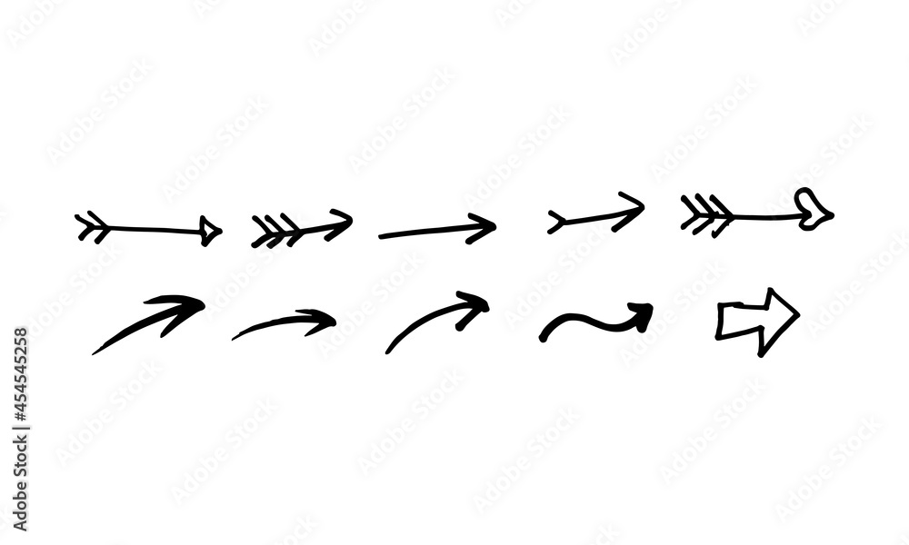Poster set of hand drawn illustration of arrow. simple and minimal vector design for element decoration. pe