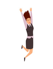 Jumping business people. Business woman jumps on a white background. illustration of a flat design. Office worker jumping. Part of cartoon business team