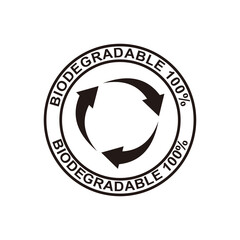 Biodegradable on 100% label stamps icon