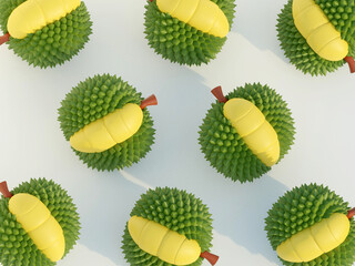 Durian is a fruit that has been referred to as the king of fruits of South East Asia. Durian on background 3d rendering