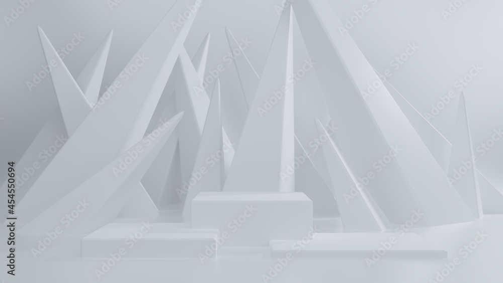 Poster abstract and illustration of white box or cube background,light and shadow with free space, 3d rende
