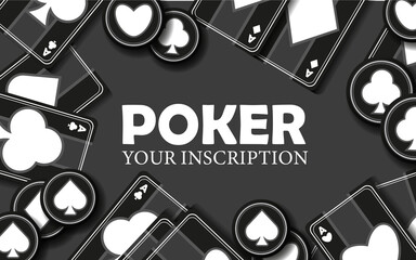 Banner, poster Poker. Casino cover. Gambling. Banner with cards