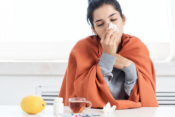 woman with cold medication medication lemon health problems