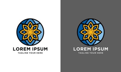 Abstract globe flower vector logo design. Global leaf eco logotype. Linear game team ball icon symbol