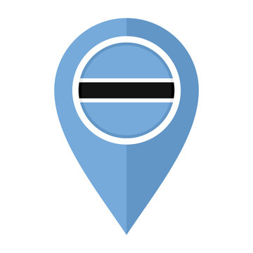 flat map marker icon with botswana flag isolated on white background. vector illustration