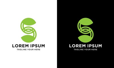 Initial Letter S With Leaf Luxury Logo. Green leaf logo Template vector Design.