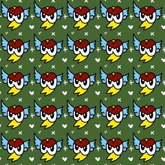 seamless pattern of cute monster cartoon