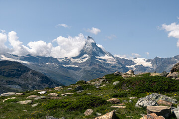 Unreal view over the Matterhorn peak in Switzerland.