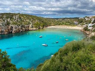 view of the bay of the menorca island