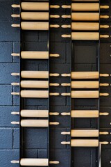 Wall display of wooden rolling pins