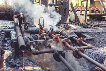 Corrosion rusty through valve tube steam gas leak