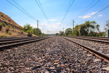 alone railway tracks in the countryside