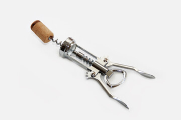 metal corkscrew for opening a wine bottle