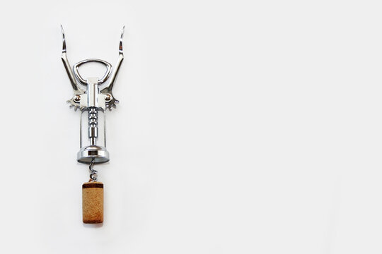 metal corkscrew for opening a wine bottle