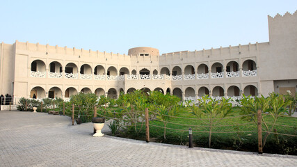 Fototapeta na wymiar Al-Shaibani Al Qarah public park and Al Mashqar Fort Project in Hufof, Saudi Arabia
